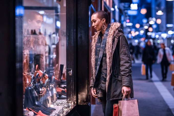 Lady looking in shop window