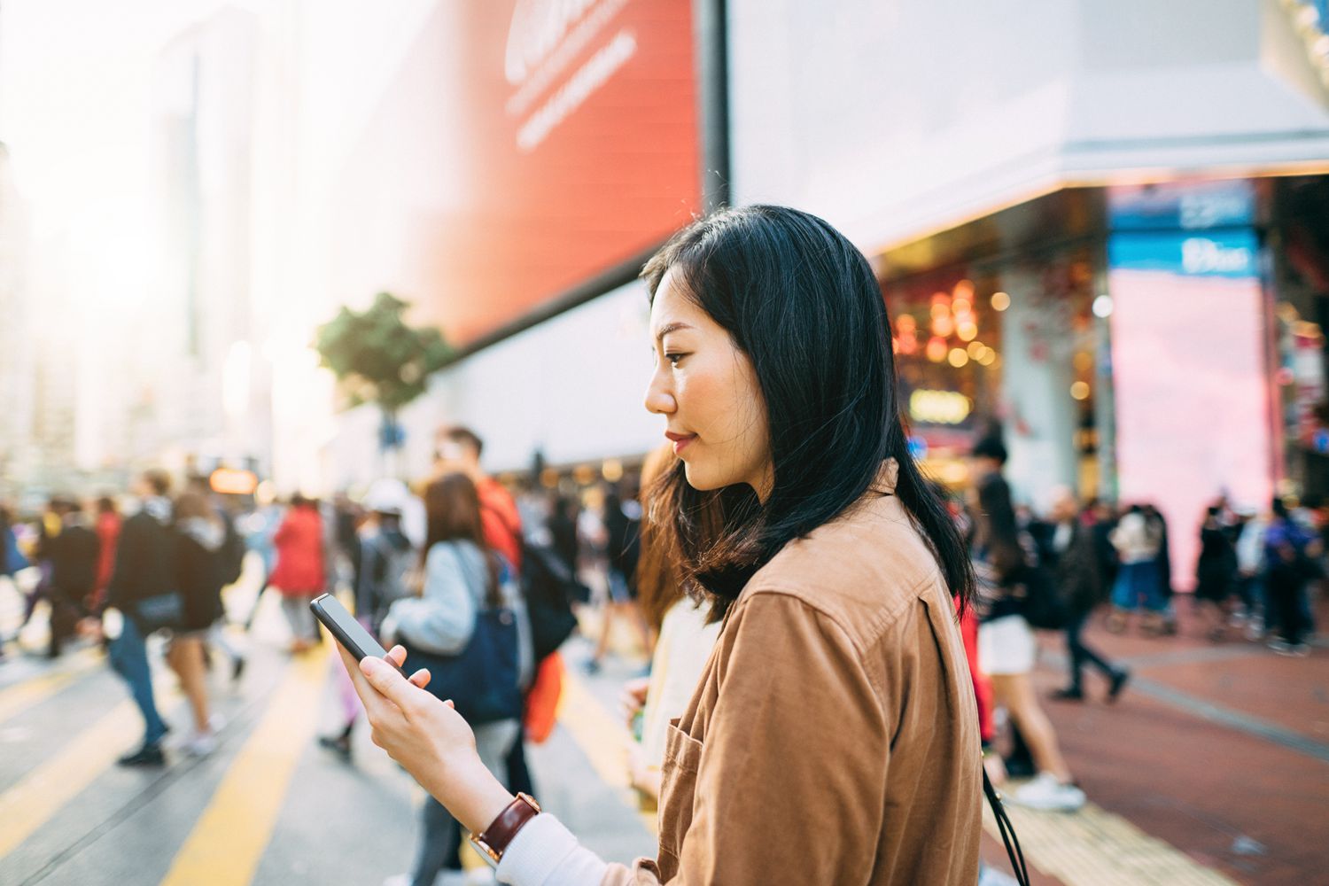 women checking phone