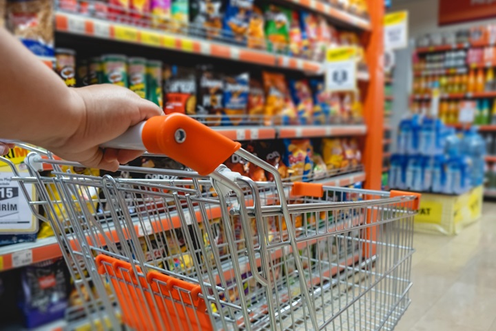 Supermarket shopping trolley full